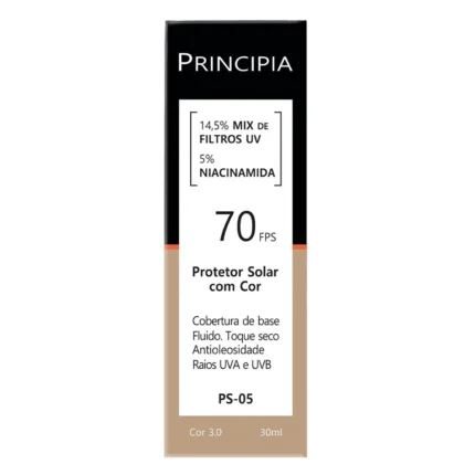 Protetor Solar Facial Principia Skincare PS-05 14,5% Mix de Filtros Uv + 5% Niacinamida FPS 70 Cor 3.0 30ml