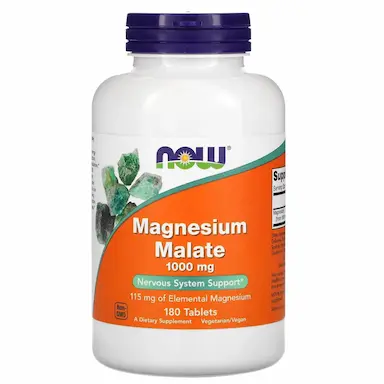 Magnésio Malato 1000MG Com 180 Tabletes - Now Foods